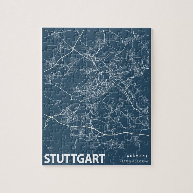 Stuttgart Deutschland Minimalistische City Map Lin Puzzle (Vertikal)