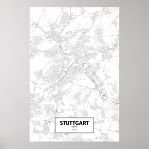 Stuttgart, Deutschland (schwarz auf weiß) Poster