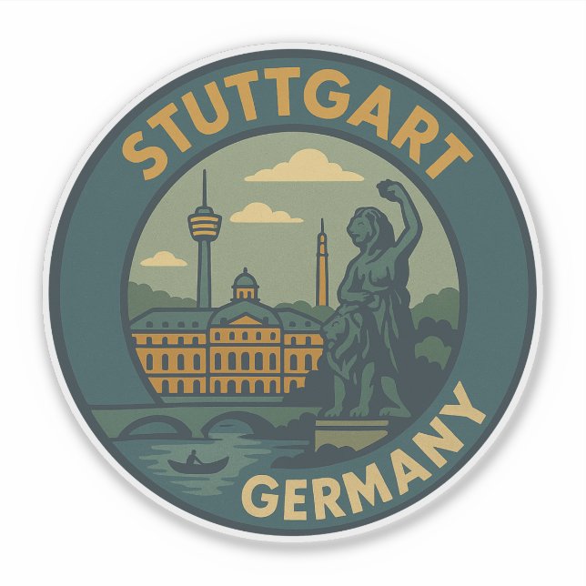 Stuttgart Deutschland Stadt Kunst Aufkleber (Vorderseite)