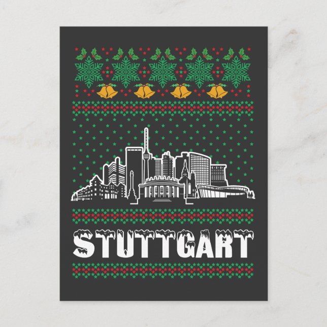 Stuttgart Deutschland Ugly Christmas Postkarte (Vorderseite)