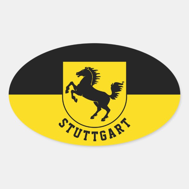 Stuttgart-Flagge (Deutschland) Ovaler Aufkleber (Vorderseite)