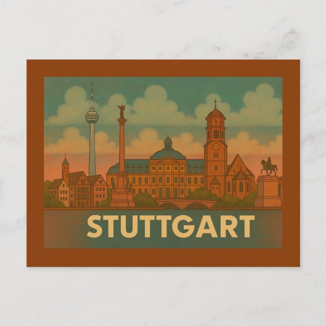 Stuttgart Germany City Art Postkarte (Vorderseite)