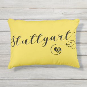 Stuttgart Heart Accent Pillow, Deutschland Kissen Für Draußen