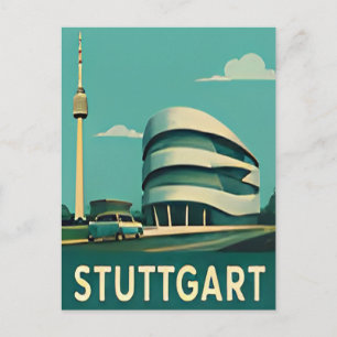 🚗 STUTTGART — Moderne Architektur & Automobil Postkarte