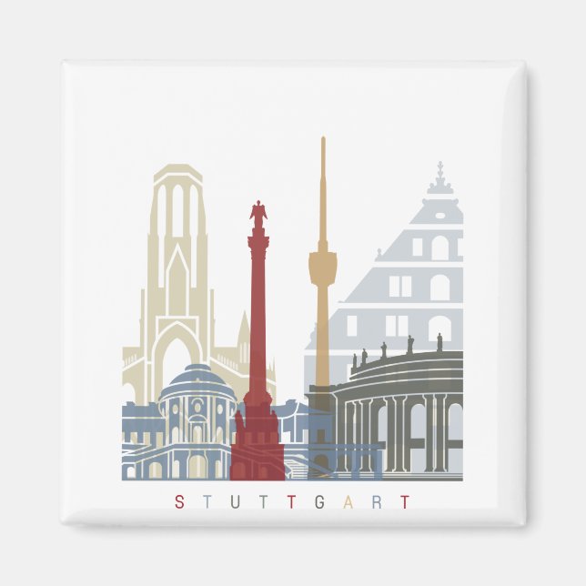 Stuttgart skyline poster magnet (Vorne)
