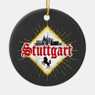 Stuttgart Stadt Deutschland Retro-Skyline Vintage Keramik Ornament