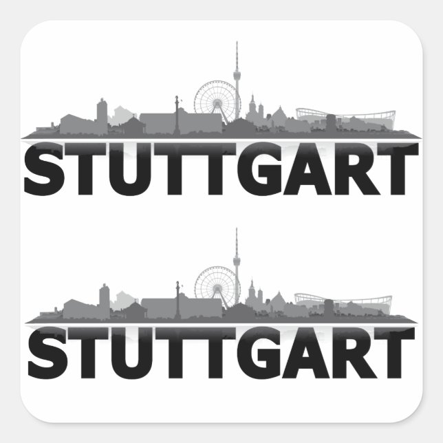 Stuttgart Stadt Skyline - sonstige Geschenkideen Quadratischer Aufkleber (Vorderseite)