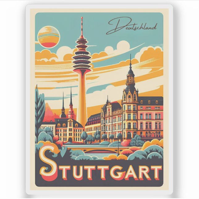 Stuttgart TV Tower - Fernsehturm germany gift Aufkleber (Vorderseite)