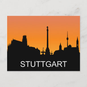 Stuttgarter Silhouette, Sonnenuntergang im Sommer, Postkarte