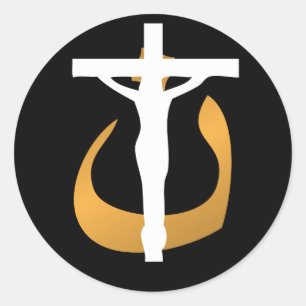 Stützchristen! Kruzifix - "Nuun" Symbol Runder Aufkleber