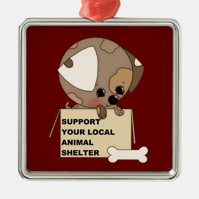 Stützen Sie Ihr Tierheim Silbernes Ornament (Vorne)