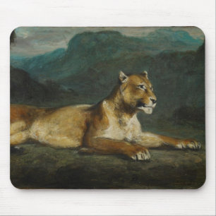 Stützende Löwin, c.1855 (Öl auf Platte) Mousepad