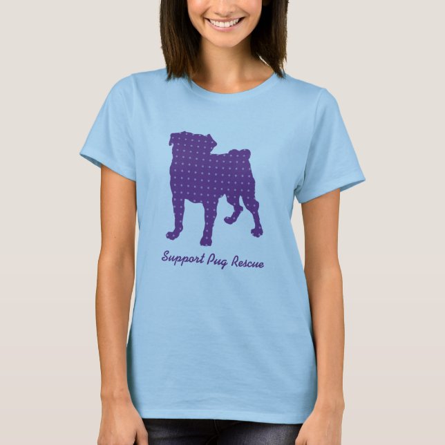 StützMops-Rettung lila Puggy T-Shirts (Vorderseite)