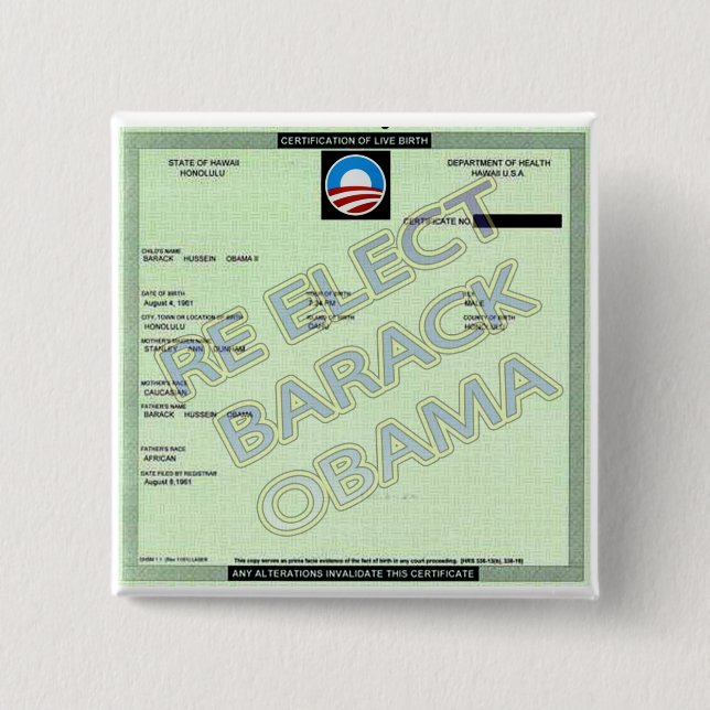 STÜTZobama-GEBURTSURKUNDE-KNOPF Button (Vorderseite)