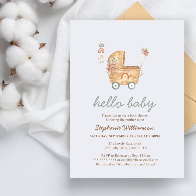 Stwalze | Baby Carriage Baby Shower Einladung (Von Creator hochgeladen)