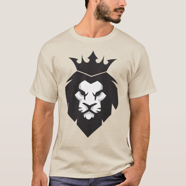 Style Black and White King Lion mit Kronen-T - Shi T-Shirt (Vorderseite)