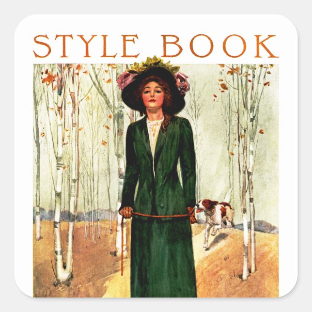 Style Book Fashion Illustration Quadratischer Aufkleber (Vorderseite)