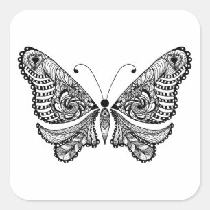 Style Butterfly Quadratischer Aufkleber
