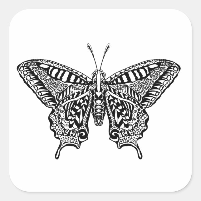 Style Butterfly Quadratischer Aufkleber (Vorderseite)