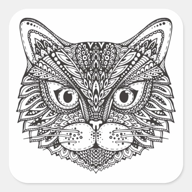Style Cat Quadratischer Aufkleber (Vorderseite)