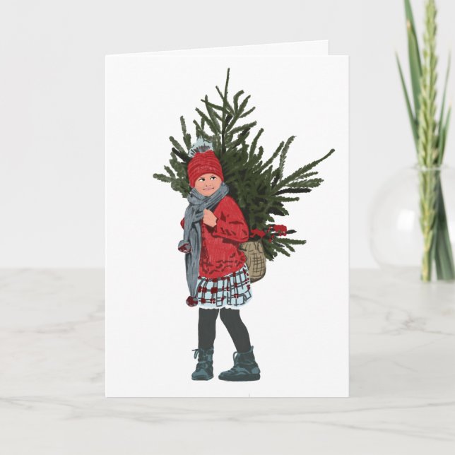  Style Christmas Girl Ornament. Karte (Vorderseite)