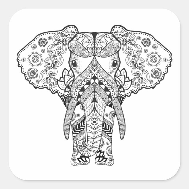 Style Elephant Quadratischer Aufkleber (Vorderseite)