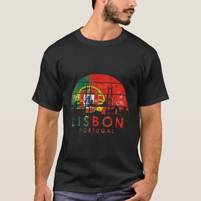 Style Landscape Hauptstadt Lissabon Portugal T-Shirt (Vorderseite)