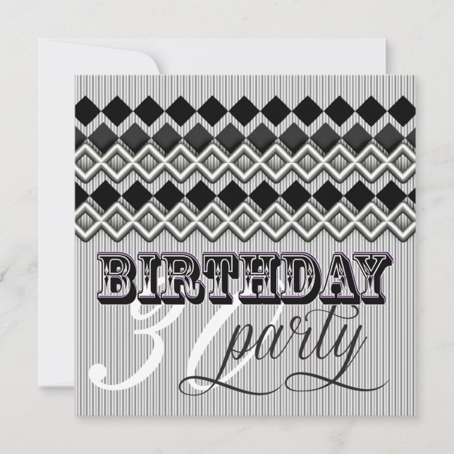 Style Mixup Stripy Diamond Age Birthday Party Einladung (Vorderseite)