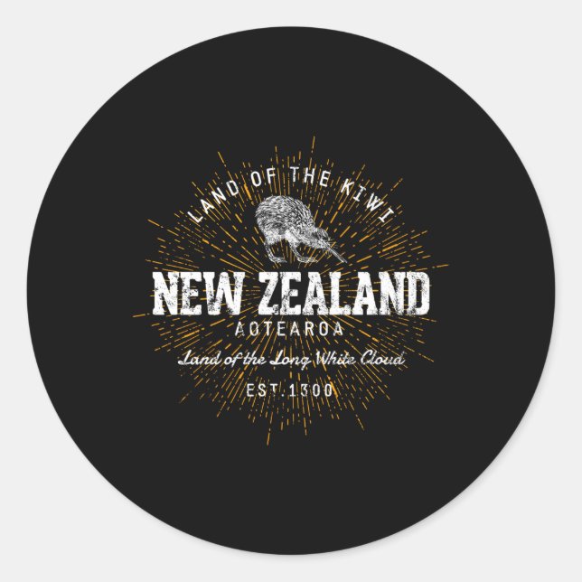 Style Neuseeland Runder Aufkleber (Vorderseite)