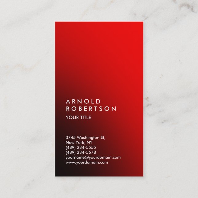 Style Red Trendy Beruflich Business Card Visitenkarte (Vorderseite)