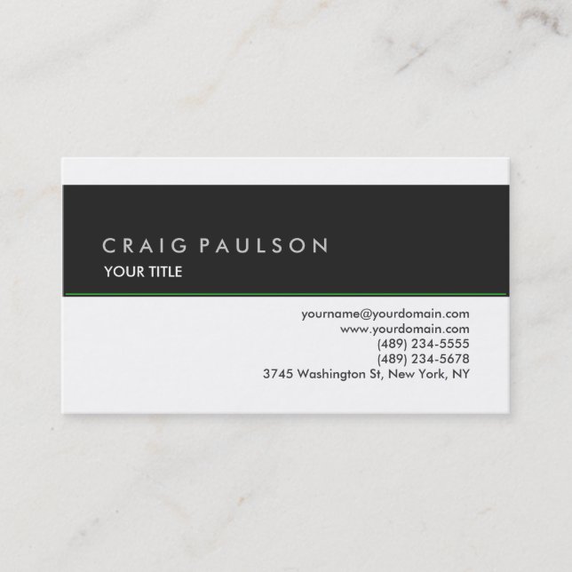 Style Schlicht Grau White Beruflich Business Card Visitenkarte (Vorderseite)