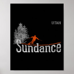 Style Sundance Utah 1980er Jahre Vintages Skifahre Poster