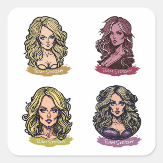 Style Team Stormy - Stormy Daniels Creative Quadratischer Aufkleber