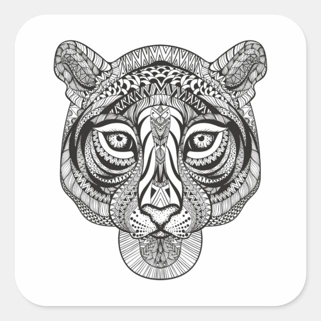 Style Tiger Quadratischer Aufkleber (Vorderseite)