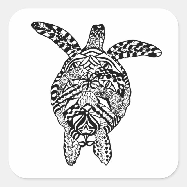 Style Turtle Quadratischer Aufkleber (Vorderseite)