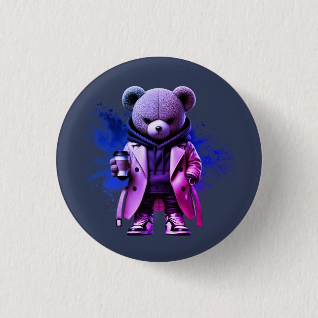 Style with Our Bold Urban Boss bear Designs Button (Vorderseite)