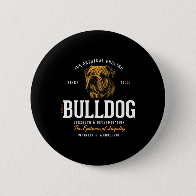Styled Retro English Bulldog Button (Vorderseite)
