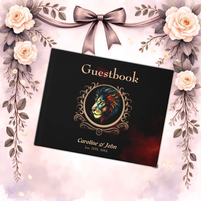 Styliertes Lion Head Portrait in Mandala Frame Gästebuch (Von Creator hochgeladen)