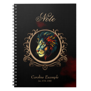 Styliertes Lion Head Portrait in Mandala Frame Notizblock