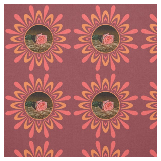 Styliertes Sun/Blume Muster mit IHREM FOTO Stoff (Muster)