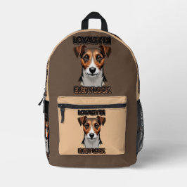 Styliertes Terrier Portrait auf Grau Bedruckter Rucksack