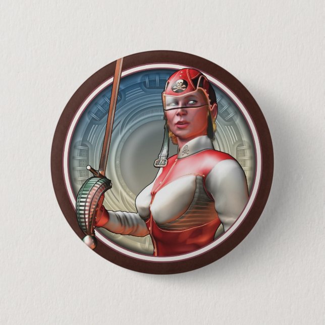 Stylin Raum-Piraten-runder Knopf Button (Vorderseite)