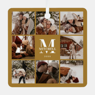 Stylis Simple Couple Foto Collage   Monogramm-Gesc Ornament Aus Metall