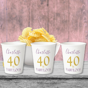 Stylisch 40 und Fabelhaft 40. Geburtstagsfeier Pappbecher