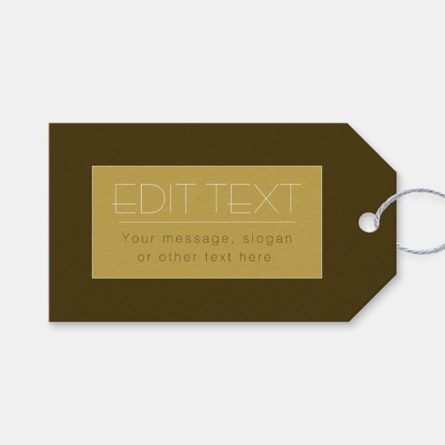 Stylisch bearbeitbare Textvorlage | Vintages Gold Geschenkanhänger (Vorderseite (Horizontal))