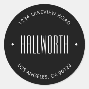 Stylisch bearbeitbarer Nachname & Circular Text Runder Aufkleber