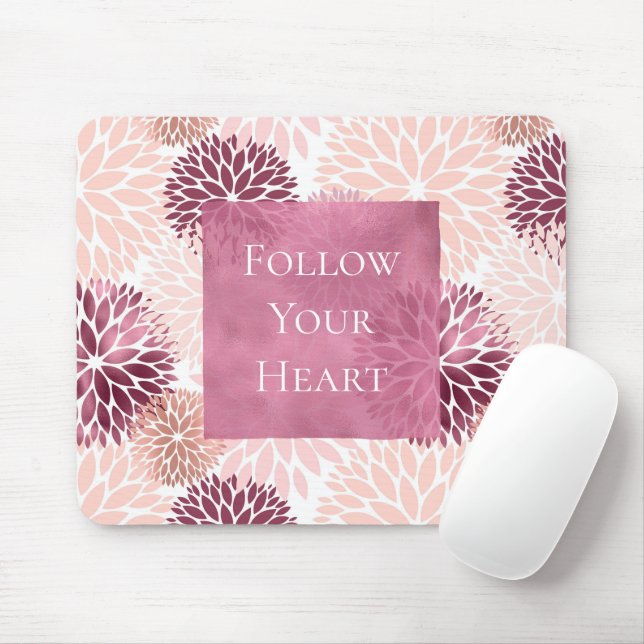 Stylisch Chic Rosa Floral Mousepad (Mit Mouse)
