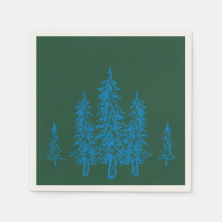 Stylisch Grüne & Blaue einfache Baum Elegantes Wei Serviette
