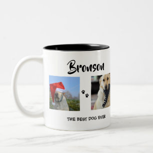 Stylisch   Hund   4 Foto-Collage Zweifarbige Tasse