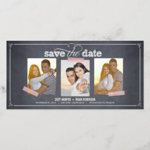 Stylisch Kreidige 3 Fotos Save The Date Karten